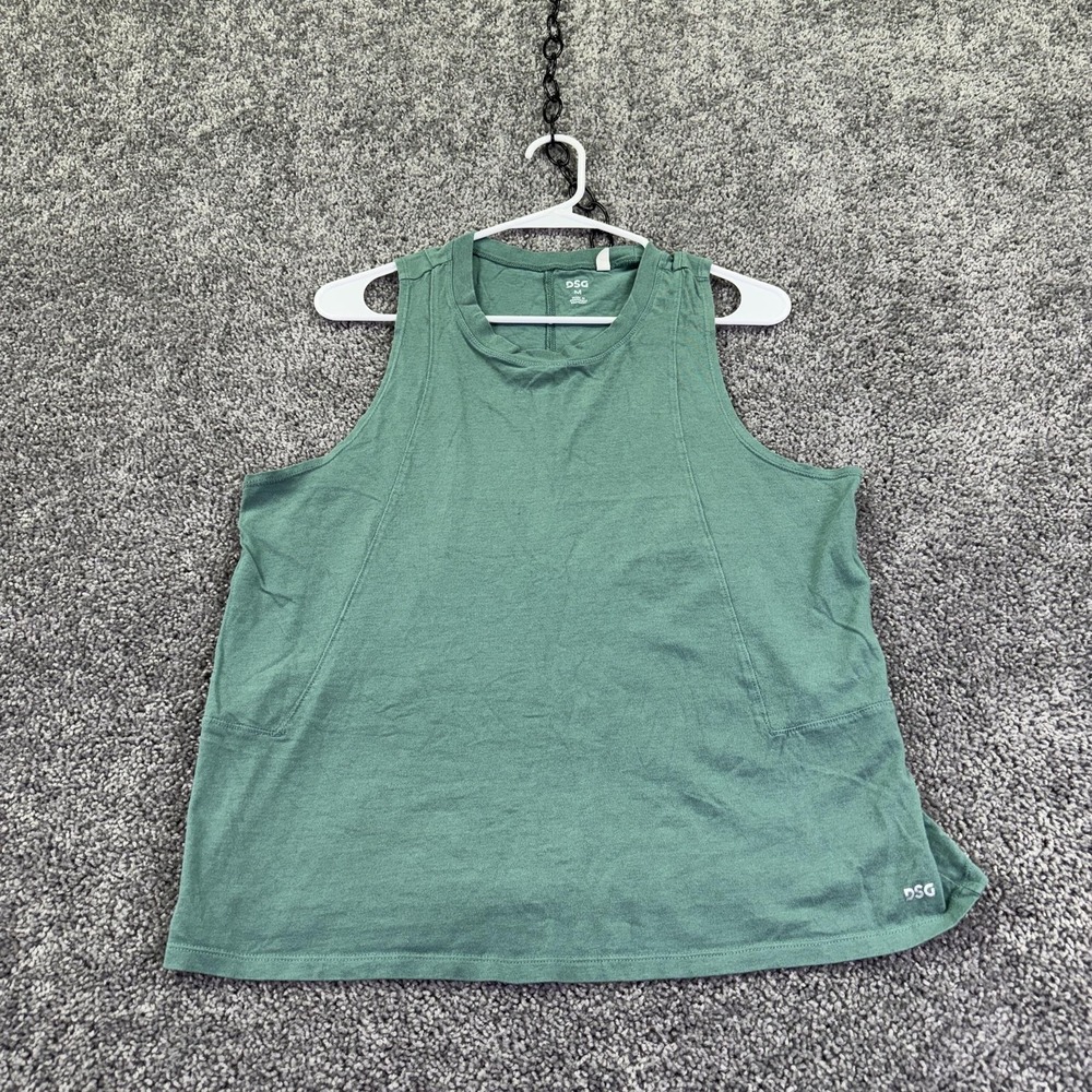 DSG Tank Top Womens M Green Crew Neck Sleeveless Pocket Tagless Cotton Athletic